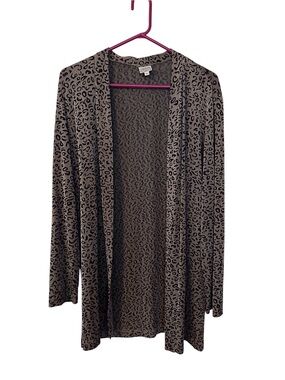 Leopard Print Open-Front Cardigan Sweater in Brown